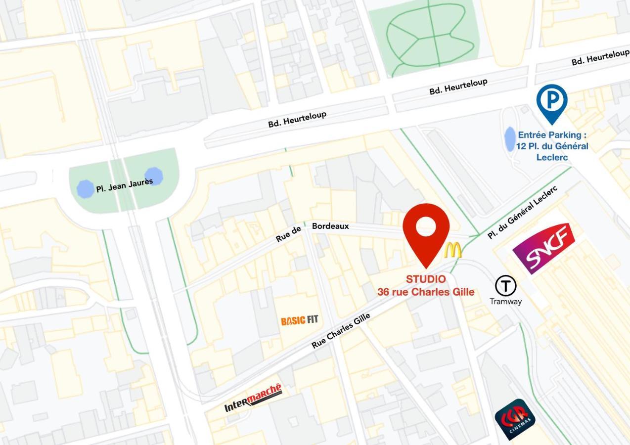Studio Avec Balcon & Parking Gratuit - Tours Gare Exterior photo